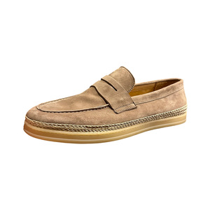 Mocassins en daim pour hommes, couleur unie abricot, marron, vert olive, gris, à enfiler, talon bas, respirants, chaussures décontractées - Product Image 1