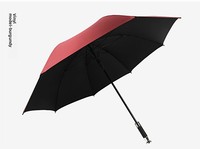 Parapluie de golf droit à long manche, grand format, électroplaqué et renforcé - Parapluie publicitaire VIP avec logo de voiture personnalisé