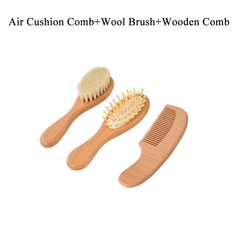 Brosse en laine + peigne en bois + peigne à coussin d'air