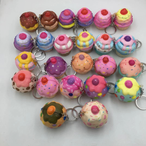 Luckykoo Kawaii Cupcake Squishy PU Slow Rising Toy Party Favors Stress Relief Cake Keychain Toys - Product Image 4