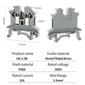 Khối nối dây cáp đa năng gắn bảng điều khiển, loại UK2.5B, màu xám, nhựa, kiểu lắp đặt thông thường, có ống vít, ray DIN - Product Image 3
