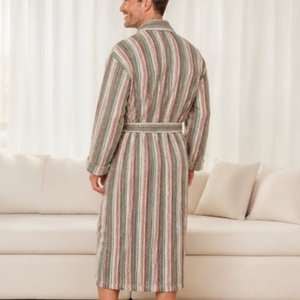 Bata de Baño 100% Algodón, Lujosa, para <span class=keywords><strong>Spa</strong></span>, Hotel u Hogar, Pijama para Adultos, Personalizada, Ropa de Dormir para Hombre, Navidad, con Rayas, Tallas Grandes - Product Image 4