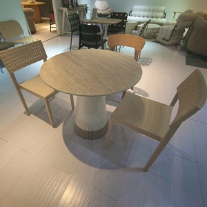 도매 공장 가구 북유럽 스타일 4인용 레스토랑 카페 주방 테이블 직경 80cm 모던 원형 식탁 (신터드 스톤) - Product Image 4