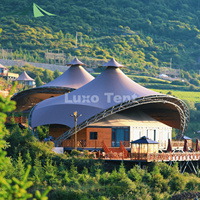 Luxe PVDF Tissu Traction Membrane Structure Toit Safari Glamping Tentes Maison Préfabriquée pour Restaurant Hôtel Vie