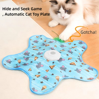 Jeu 2-en-1 Cache-Cache pour Chats, Jouet de Chasse pour Chats avec Plumes Mobiles Dissimulées dans un Sac, Jouet d'Exercice pour Chats, Fournitures pour Animaux de Compagnie