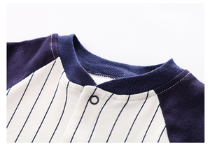 Vêtements pour nouveau-nés, mode bébé, 100% coton, barboteuse de style baseball pour bébé - Product Image 5