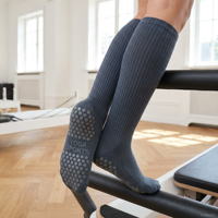 Calcetines de Yoga de Compresión hasta la Rodilla, de Algodón de Lujo, Antideslizantes, para Pilates, Running, Fitness, Soporte de Pantorrillas, Ecológicos