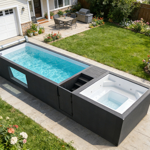 <span class=keywords><strong>Piscina</strong></span> de Lujo Personalizada para Jardín, de Madera y Fibra de Vidrio, Elevada, para Exteriores, Prefabricada, Tipo Contenedor, de 40 pies - Product Image 6