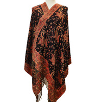 Écharpe en cachemire imitation tricotée longue et chaude, style pashmina, hijab avec pompon, motif cachemire, bandana, châle pashmina, vente en gros