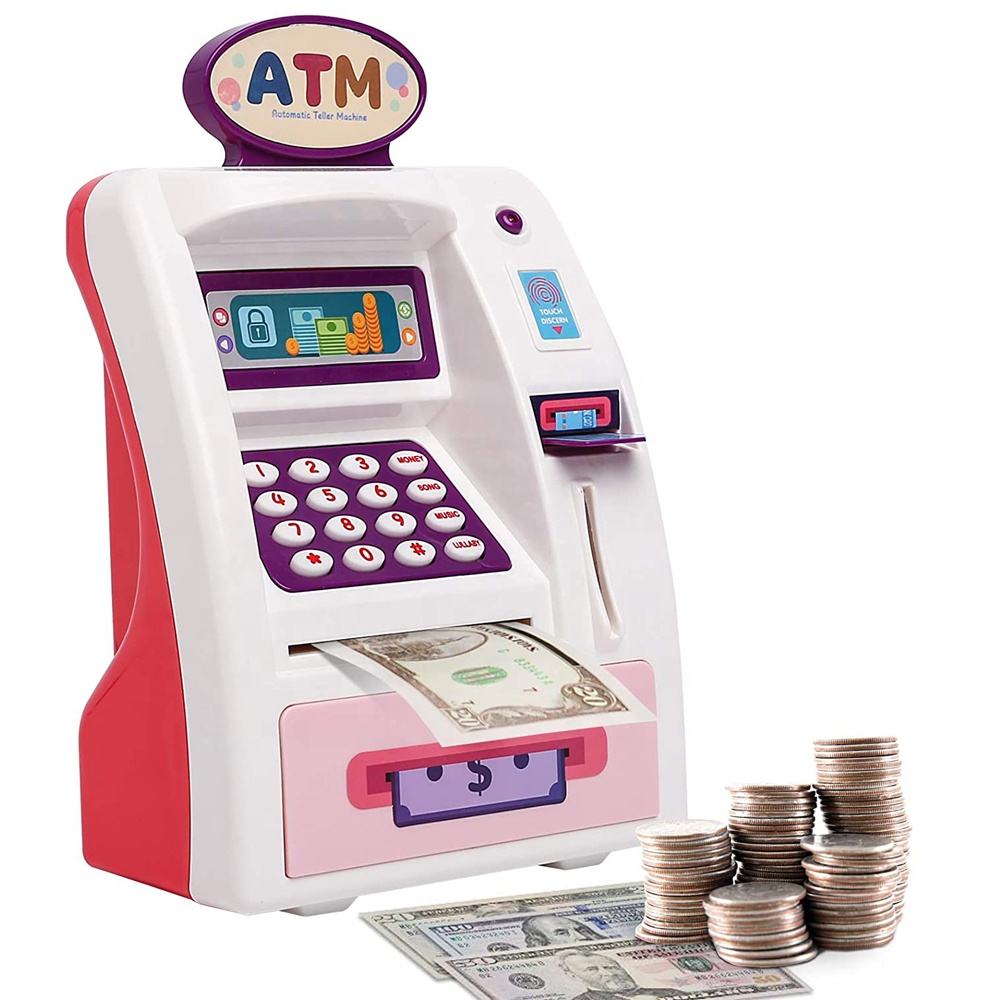 卡通智能指纹塑料钱箱儿童存钱箱ATM存钱罐玩具| Alibaba.com