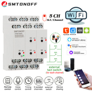Interruptor Inteligente Tuya WIFI de <span class=keywords><strong>5</strong></span> Canales Aislados con Temporizador Inteligente, Interruptor Externo, Control Remoto, Control por Voz y Control por Aplicación - Product Image 1
