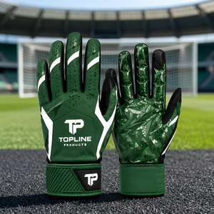 Gants de sport verts TOPLINE PRODUCTS à doigts entiers, antidérapants, respirants, avec sangle de poignet réglable, OEM, pour le football américain - Product Image 1