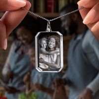 Collier avec pendentif gravé en cristal K9 2D/3D personnalisé ZP |   Bijoux Charme Portrait Commémoratif Vintage pour Femmes et Hommes