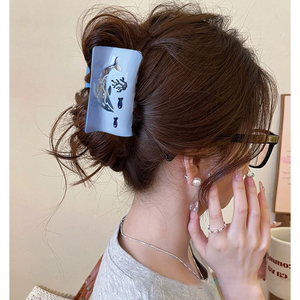 Pinza de Pelo de Acetato de Celulosa con Diseño de Tiburón Náutico y Logotipo Personalizado, Agarre Seguro, Accesorio para el Cabello para Damas, Venta al Por Mayor - Product Image 2