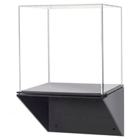 Maßgefertigte quadratische Acryl-Wandvitrine, Aufbewahrungsbox aus Lucite, Wand-Schattenbox-Vitrine mit schwarzem Sockel