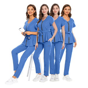 Exquis col en V Design fermeture éclair poche infirmière accessoires uniformes Medic Scrub costumes pour médecins et infirmières - Product Image 6