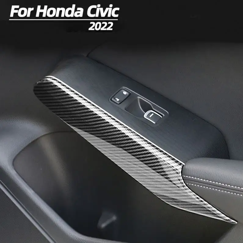 For Honda Civic 11th 2022 Interior Door Armrest Panel Window Lift Switch Panel Decorative Lifter Side Cover Car Accessories