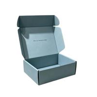 Caja de Papel Azul Polvoriento, Impresión de Texto Interior Personalizada, Caja de Cartón Corrugado Plegable, Caja de Embalaje Ecológica para Regalos y Envíos