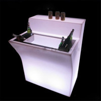 Comptoir de Bar Mini, Meuble de Bar LED Mobile à Changement de Couleur Télécommandé pour Fête, Événement et Décoration de Mariage
