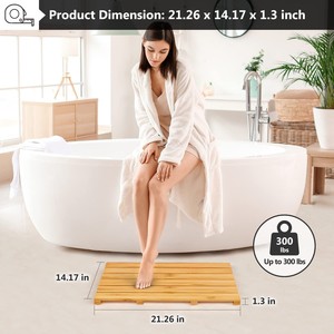 Tapis de bain en bambou de douche de luxe Tapis de pied en bois robuste Tapis de douche de camping en plein air - Product Image 4