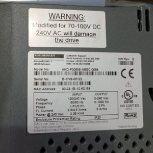 Controlador de Motor Industrial Kollmorgen Servo Drive AKD-P00606-NBEC-0069 240Vac 3 Fases 6 Brazos IP20 - Product Image 1