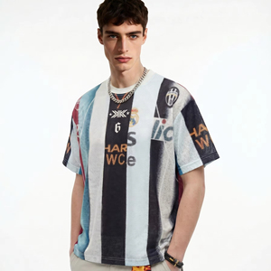 T-shirt à manches courtes en jersey à imprimé numérique rétro américain personnalisable de haute qualité, streetwear pour hommes - Product Image 1