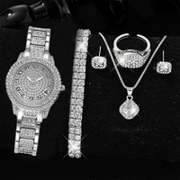 Montre pour femme avec bracelet en acier inoxydable, chiffres romains entièrement sertis de diamants, ensemble de bijoux, boucle pliante simple, montre à quartz élégante pour les affaires