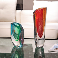 Vase en verre de Murano soufflé à la main, suspendu, avec texture de bulles colorées, centre de table artistique pour mariage, villa, décoration de salon