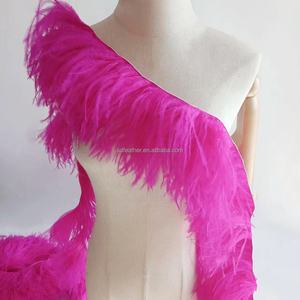 カスタマイズされた色フェザートリムダチョウ10-13cm縫い付けダチョウフェザーフリンジトリミングレース生地布ドレスパジャマ用 - Product Image 6