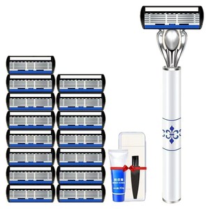 Manual Shaver Blue White Porcelain Design 6 Layer Blades <b>Razor</b> <b>Head</b> Men Personal Care - Product Image 5