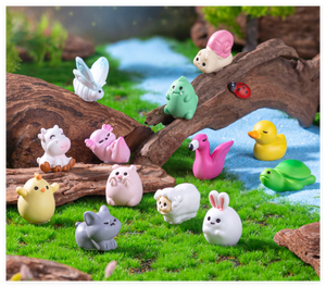 Gato conejo pájaro vaca pato dinosaurio Capibara árbol Animal 3D resina escultura terrario jardín Kawaii figurita pequeño juguete Mini figura - Product Image 6