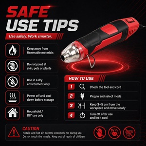 <span class=keywords><strong>Pistola</strong></span> de Calor <span class=keywords><strong>Mini</strong></span> de 300W al por Mayor, <span class=keywords><strong>Pistola</strong></span> de Aire Caliente Compacta y Portátil con 2 Niveles de Temperatura para Manualidades y Reparaciones - Product Image 6