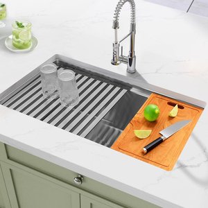 Fregadero de Cocina Grande de Acero Inoxidable 304, de un Solo Tazón, Montaje Empotrado, Fácil de Limpiar, para el Hogar - Product Image 1