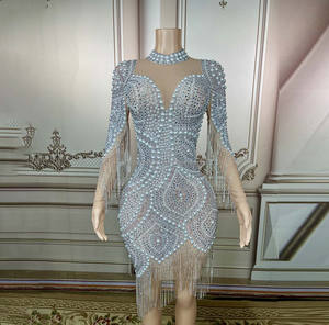 NOVANCE Y2565 Navidad elegante perlas borlas diamante Vestido Mujer cristal <span class=keywords><strong>dama</strong></span> <span class=keywords><strong>de</strong></span> <span class=keywords><strong>honor</strong></span> vestidos para boda fiesta - Product Image 1