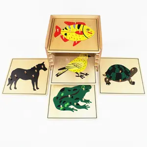 Деревянные Учебные пособия по методике Монтессори, обучающие материалы, Обучающие игрушки, головоломки с животными