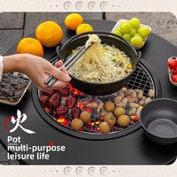 Table de barbecue pliante portable en bois massif pour l'extérieur, avec support pour rôtir la viande, idéale pour la cour ou les pique-niques