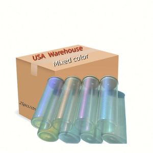 Gobelet en verre droit iridescent de 25 oz pour sublimation, avec couvercle en bambou et paille, effet arc-en-ciel scintillant, entrepôt US - Product Image 1