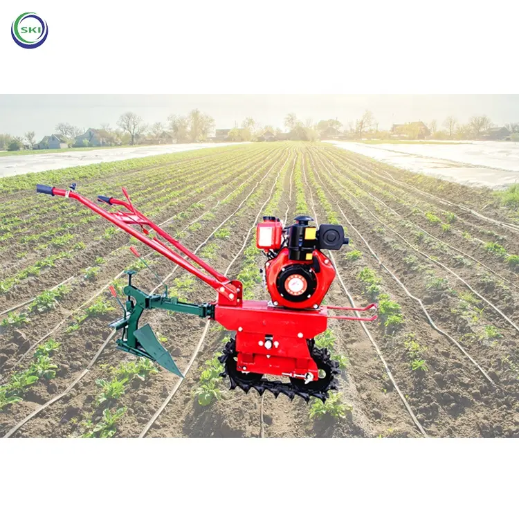 Chinese Small Soil Portable Ploughing Machine Walking Tractor Mini Tiller Machine Cultivator Agricultural Farming