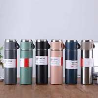 Bouteilles d'eau en verre isolées sous vide pour les entreprises, flacons thermiques en acier inoxydable de 500ml, personnalisées, pour le sport en plein air