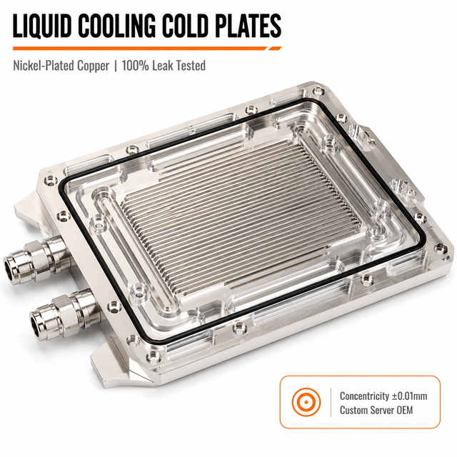 Custom CNC Machined Copper Liquid Cooling Plate Server Water Manifold Block