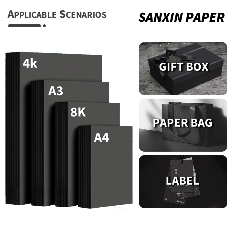 Eco-friendly Recycled Pulp Black Cardboard Thick Rigid Recyclable No Odor Screen Printing Wrapping Packaging Craft Gift Custom