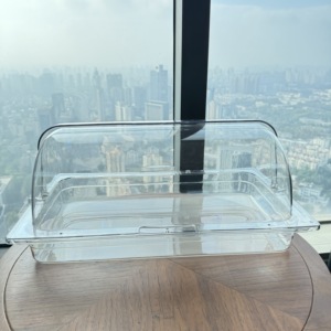 ฝาครอบอาหารแบบใสม้วนด้านบนทำจากอะคริลิคฝาครอบสำหรับโชว์เค้กขนมหวานแบบโดมฝาครอบสำหรับจัดแสดงเค้กคัพ<span class=keywords><strong>เค้ก</strong></span> - Product Image 5