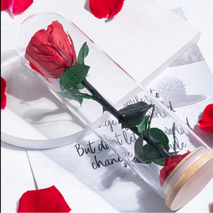 Roses éternelles en gros, Saint-Valentin, couvercle en verre, base en bambou, petit prince, ornement, <span class=keywords><strong>rose</strong></span> éternelle unique - Product Image 3