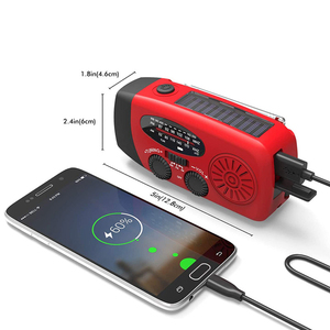 <b>Mini</b> Solar AM/FM <b>Radio</b> Power Bank Flashlight Hand Crank Emergency 3.6V 2000mAh Battery 0.5W Custom Color Outdoor Use ABS - Product Image 4