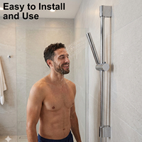 Ensemble colonne de douche moderne chromée en gros, haute qualité, acier inoxydable 201/304, avec barre de douche coulissante courte
