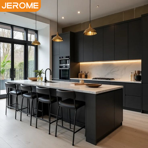 Meubles de <span class=keywords><strong>cuisine</strong></span> modulaires en bois noir de luxe sur mesure Jerome pour projet de villa - Product Image 1