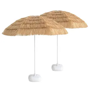자연색 야외 팔마 비치 플라스틱 하와이 화이트 티키 훌라 pp 잔디 초가지붕 야외 밀짚 우산 - Product Image 1