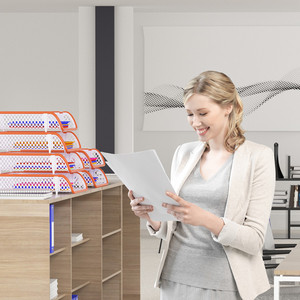 Organizador de documentos de escritorio de oficina apilable, archivo de malla de plástico, soporte para libros y cartas, estante de exhibición, juego de bandeja de almacenamiento - Product Image 2