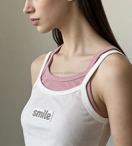 Estate aderente 100 cotone Plain Top all'ingrosso bianco <span class=keywords><strong>a</strong></span> coste canotta da corsa per le donne - Product Image 4