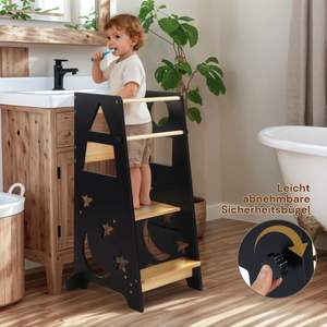 Taburete de Cocina de Madera 4 en 1 Moderno, Juguete Educativo Plegable con Altura Ajustable para Niños, para Dormitorio o Apartamento - Product Image 4